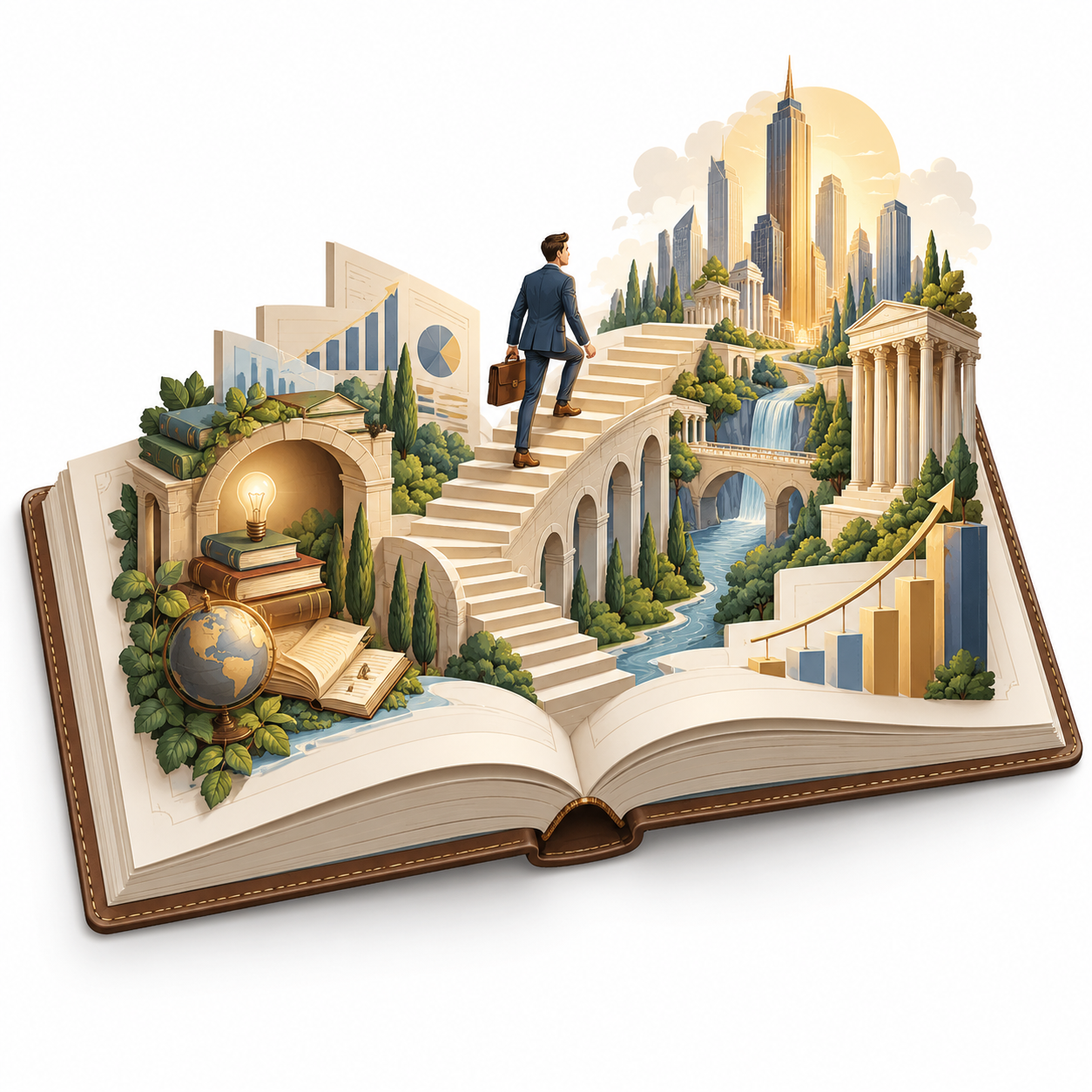 Illustrated pop-up book for marketing services